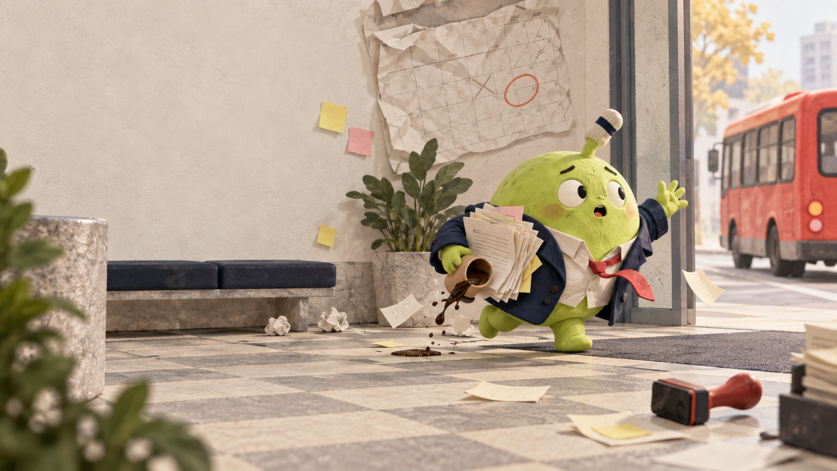 Oofsy caught in an everyday office setback